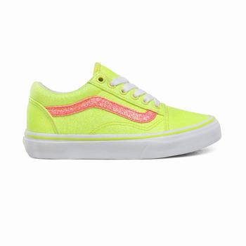 Detske Tenisky Vans Neon Glitter Old Skool (8-14+ years) Žlté/Biele VA83AWUJG